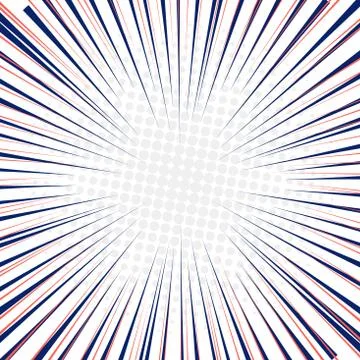 Radial speed lines fast motion background with circles halftone. Stock Illustration