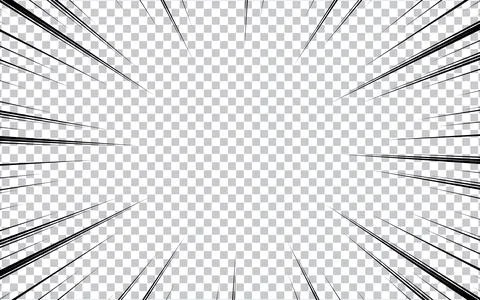 Radial speed lines on a transparent background. Anime comic speed line moti.. Illustrazione stock