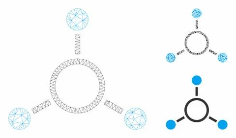 Radial Structure Vector Mesh 2D Model and Triangle Mosaic Icon イラスト素材