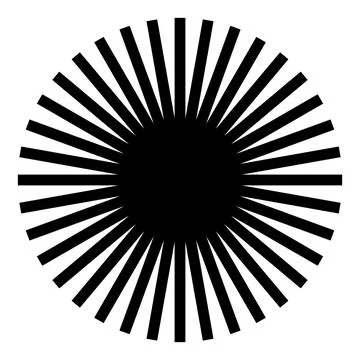 Radial sunburst pattern with black bars and central circle Stock Illustration