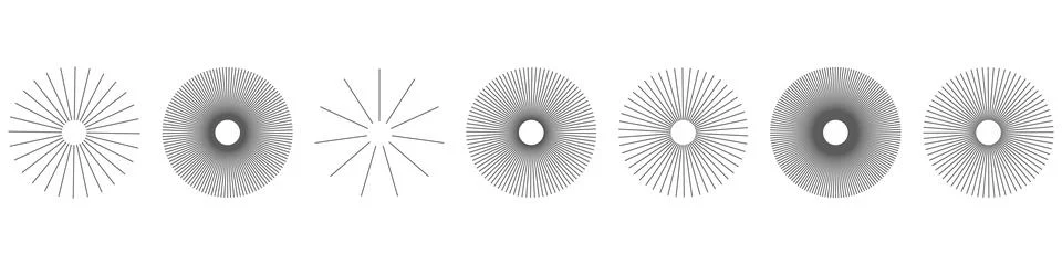 Radial sunburst with sharp rays and geometric lines. Abstract starburst shape イラスト素材