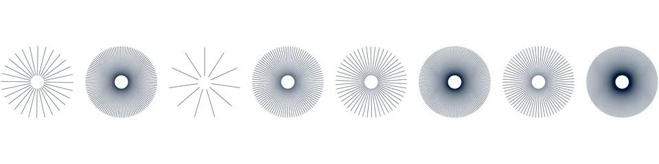Radial sunburst with sharp rays and geometric lines. Abstract starburst shape イラスト素材