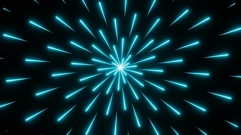 Radial symmetrical neon spark pattern, illuminated in blue. Video stock 289655000