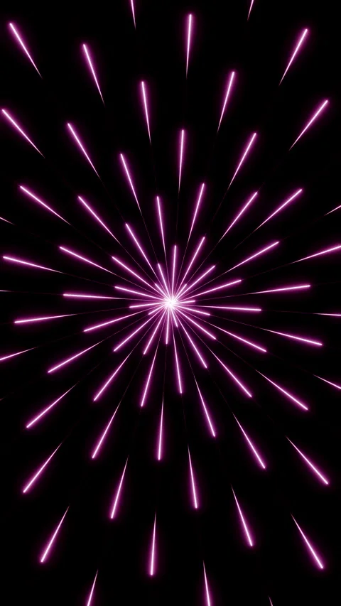 Radial symmetrical neon spark pattern, illuminated in pink, vertical format. Stock Footage 316421627
