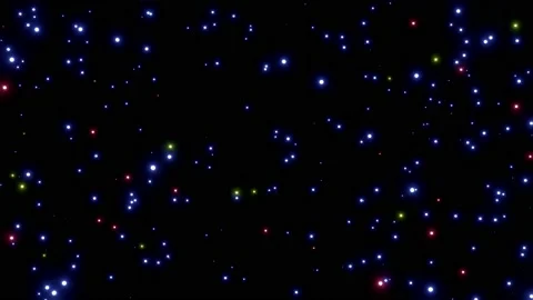 Radial three-color particles that emit light. The orbit that falls from above Stock Footage 167429517