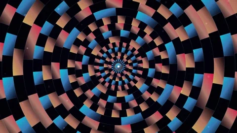 Radial Tiling Pattern Loop - Vivid Colorful Hypnotic Tunnel Background Stock Footage 341563363