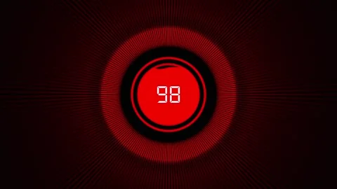 Radial timer counts to sixty with a red fill. This radial timer visualizes .. Stock Footage 337620833
