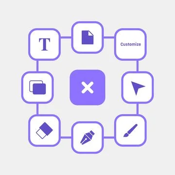 Radial Tool Menu UI for Creative App or Widget Interface Stock Illustration