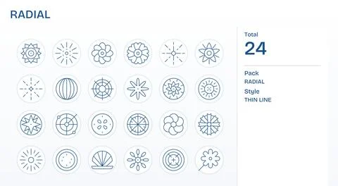 Radial Vector Graphics featuring 24 Thin Line Pixel Optimized High Resoluti.. 스톡 일러스트