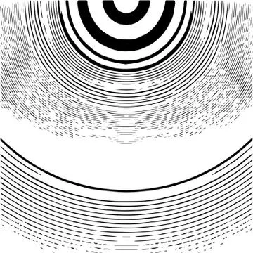 Radial waves with interference patterns, Black and white optical illusion Stock Illustration