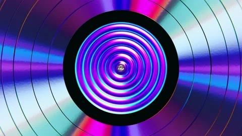 Radial waving pattern label iridescent Synthwave style vinyl record 3D animation Stock-Footage 167437192