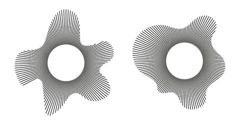 Radial wavy frame set. Circular waves. Sound lines patterns. Circle graphic thin イラスト素材