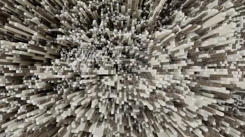 Radial white voxel explosion abstract 3D illustration Illustrazione stock