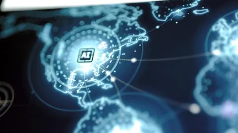 Radiant AI processor marks North American map Stock Photos