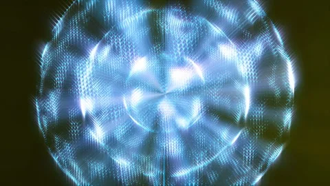 A radiant blue digital sphere created from abstract energy particles 库存影片 330610964