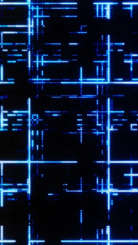 Radiant blue dots form an interconnected vertical matrix Vidéo 332159561