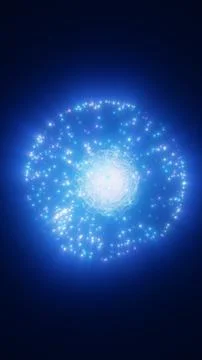 Radiant blue energy sphere surrounded by sparkling particles and a glowing .. Stock Illustration
