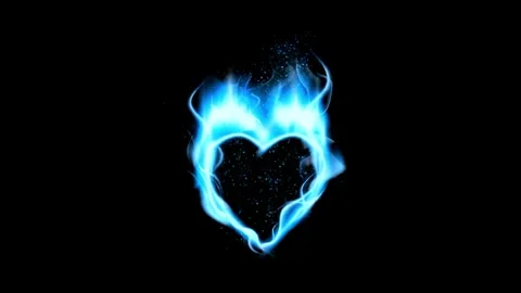Radiant Blue Flame Heart with Elegant Glow Stock Footage 311117960