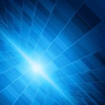 Radiant Blue Geometric Pattern With Light Burst Stock Illustration