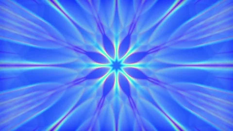 Radiant Blue Glow Spirit Mandala Kaleidoscope Abstract Motion Background Loop Stock Footage