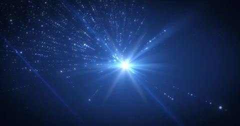 Radiant blue light burst with sparkling particles and glowing rays Stock Footage 312630161