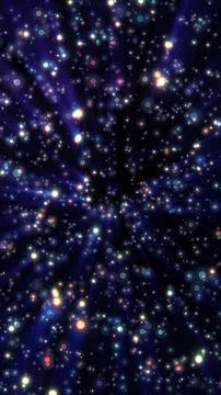 Radiant burst of multicolored particles creating a tunnel effect in deep sp.. Stock Illustration