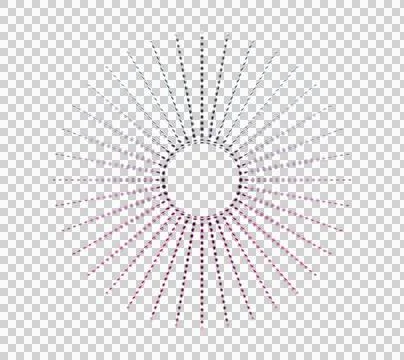 Radiant concentric gradient circle with sharp white rays on black background Stock Illustration