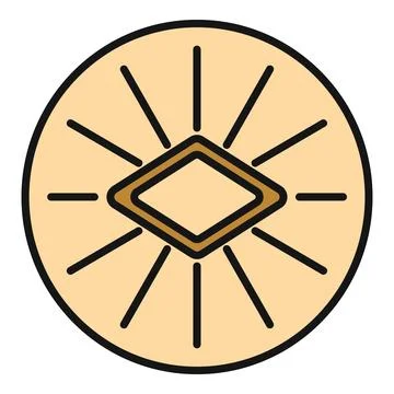 Radiant diamond shape inside a circle emitting rays Stock Illustration