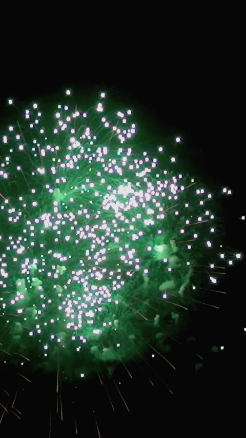 Radiant Explosions Light up the Night Sky During New Year's Eve Stock Footage 344514282