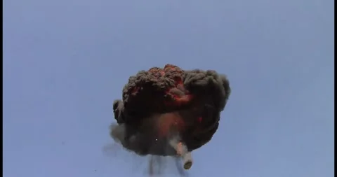 Radiant Fireball Explosion Atmospheric Layer Against Blue Background Видео 334849724