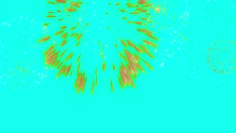 Radiant fireworks display exploding against bright cyan sky during festive Vídeo Stock 344240109