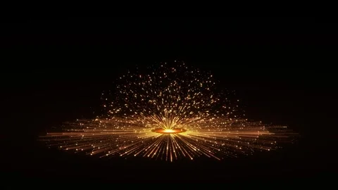 Radiant Gold Horizon Explosion with Spark Rays Stock Footage 342629399
