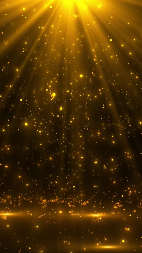 Radiant gold light beam falling spark particles, warm stage glow, and festive ci 動画素材 340479021