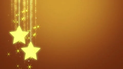 Radiant golden star hanging from string on brown background Stock Footage 255968471