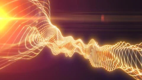 Radiant golden waveforms in motion, symbolizing energy flow, light, and futur Stock Illustration