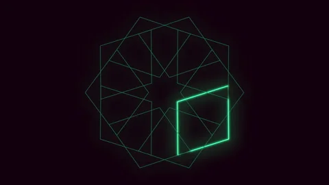 Radiant green geometric pattern with square center Stock Footage 322798169
