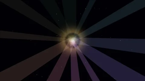 Radiant light beams emanating from a central point in deep dark space Stock Footage 335145810