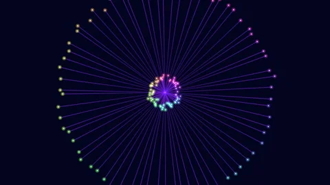 Radiant multi-color lines converging in circular pattern Stock Footage 303530045