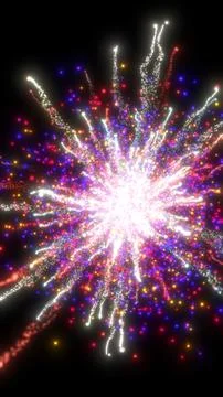 Radiant multicolored explosive firework-like burst with sparkling particles e Stock Illustration