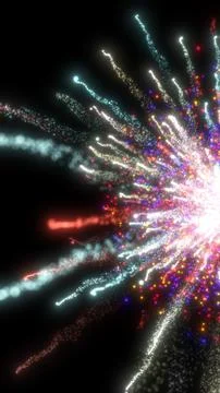 Radiant multicolored explosive firework-like burst with sparkling particles.. Stock Illustration