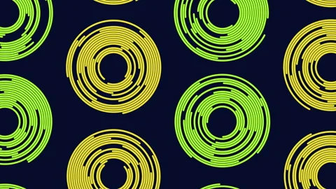 Radiant pattern red and yellow circles on a black background Stockbeeldmateriaal 297598249