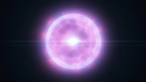 Radiant pink glowing energy sphere with soft light rays and plasma texture ag Stock Photos