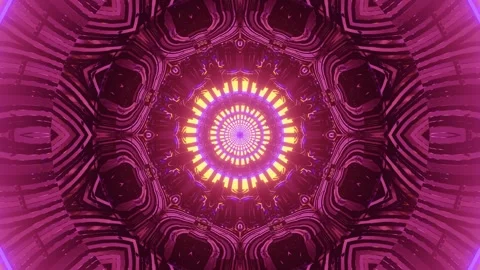 Radiant Pink Mandala Vortex – Abstract Kaleidoscope Glow Art Stock Footage 303131635