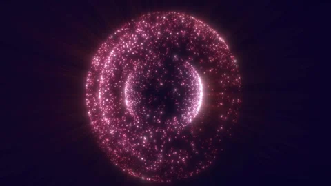 Radiant pink spherical shell made of luminous particles emitting soft cosmi.. Stock Footage 322098256