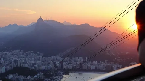 Radiant Rio: Sunset Magic Over Brazil's Iconic Skyline Stock Footage 256674668