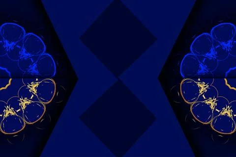 Radiant Star Mandala Pattern In Blue And Gold Abstract Artwork Illustrazione stock