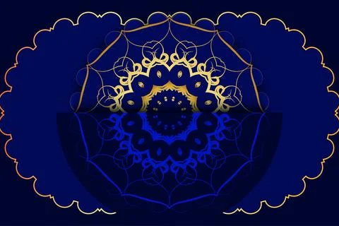 Radiant Star Mandala Pattern In Blue And Gold Abstract Artwork Illustrazione stock