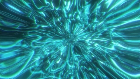 Radiant turquoise light patterns erupt from a central point and sparkle Stock Footage 268092747