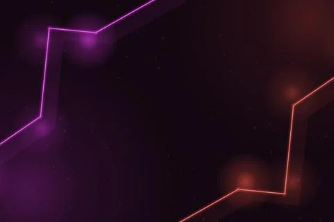 Radiant violet and coral angular outlines illuminate a dark atmospheric bac.. Illustrazione stock