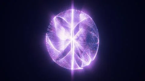 Radiant violet light sphere made of luminous lines and points forming ether.. Stock Illustration